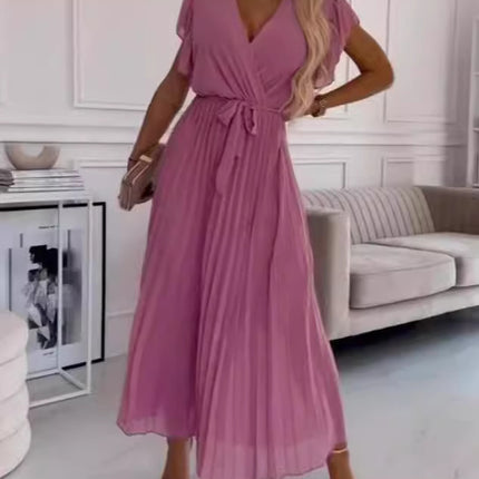 Vestido de color sólido para dama con personalidad de moda