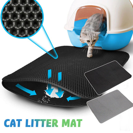 Esterilla para arena para gatos impermeable y antideslizante de doble capa