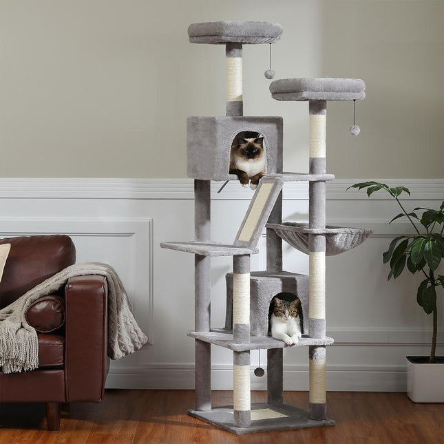Torre de árbol para gatos de varios niveles y 180 cm de alto