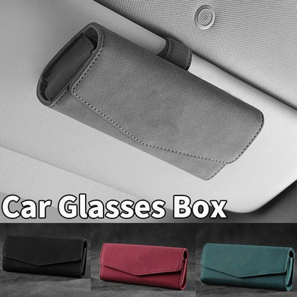 Universal Leather Car Sun Visor Sunglasses Case with Card Holder - Wnkrs