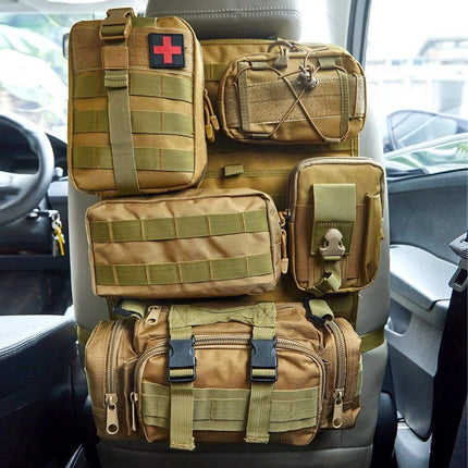 Universal Tactical Car Seat Organizer with 5 Detachable Molle Pouches - Wnkrs