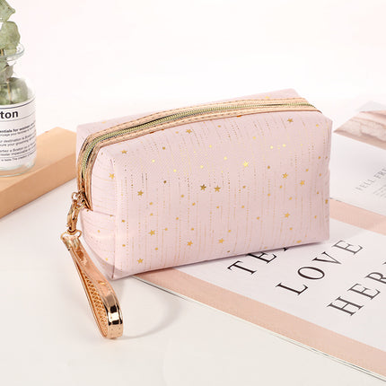 Elegante neceser y bolsa de cosméticos con estrellas brillantes para mujer