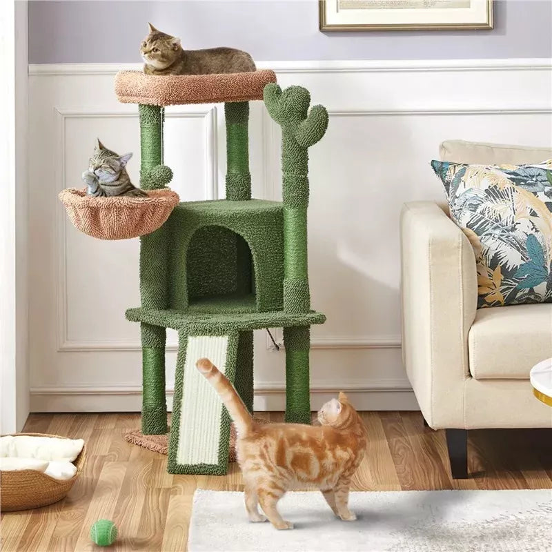 Deluxe 42" Cactus-Themed Cat Tree with Sisal Scratching Posts & Cozy Condo