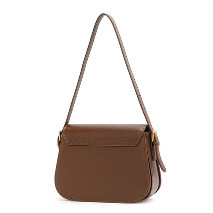 Bolso de hombro cuadrado retro elegante para mujer: bolso de mano de piel de vaca ajustable