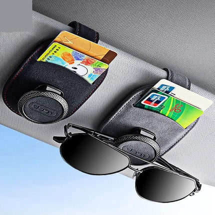 Universal Suede Leather Car Visor Sunglasses Holder with Multi-Clip Function - Wnkrs