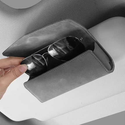 Universal Leather Car Sun Visor Sunglasses Case with Card Holder - Wnkrs