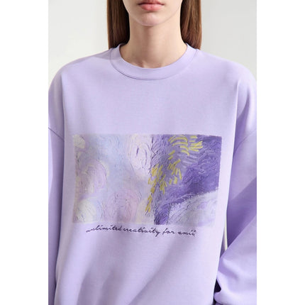 Sudadera con capucha bordada con estampado abstracto minimalista para mujer