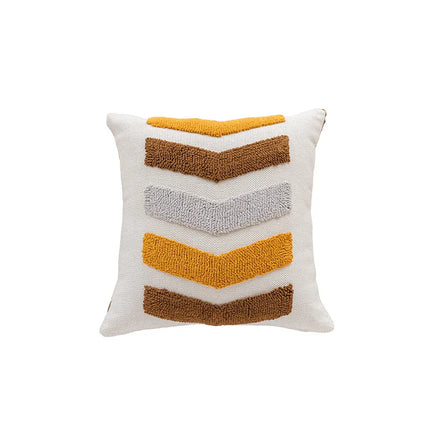 Nordic Retro Tufted Cushion Cover – 45x45cm Yellow Brown Decorative Pillow