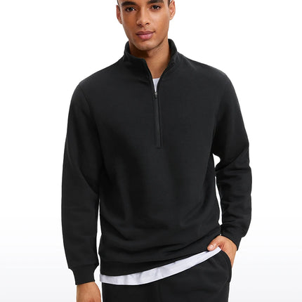 Sweat-shirt à col montant et demi-zip doublé en polaire pour homme