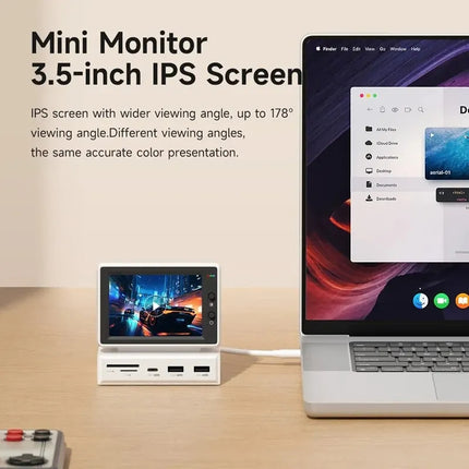 Mini écran IPS 3,5 pouces avec hub USB-C pour ordinateur portable et PC