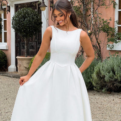 Vestido de mujer con escote redondo, elegante, sin espalda y largo con tirantes