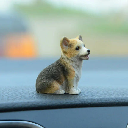 Cute Corgi Dashboard Ornament - Mini Resin Puppy Car Decor - Wnkrs