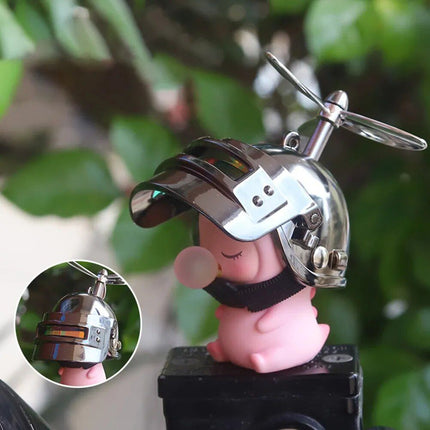 Cute Cartoon Motorcycle Bicycle Ornament with Helmet & Propeller - Wnkrs