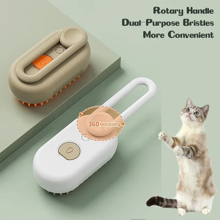 Multi-Function Pet Grooming Steam Brush: Clean, Massage, and De-shed