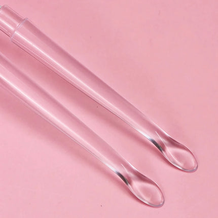 Pinceau applicateur de fard à paupières et de lèvres en silicone souple avec manche en cristal