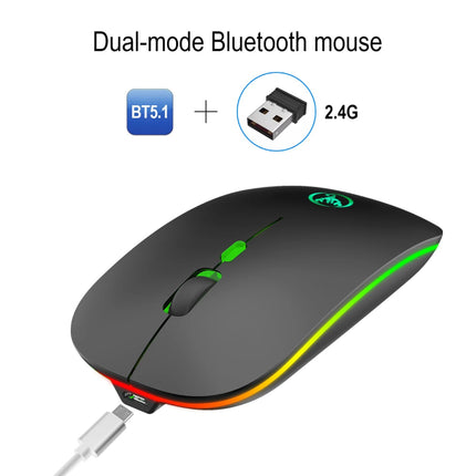 Souris de jeu silencieuse sans fil à double mode avec rétroéclairage RVB