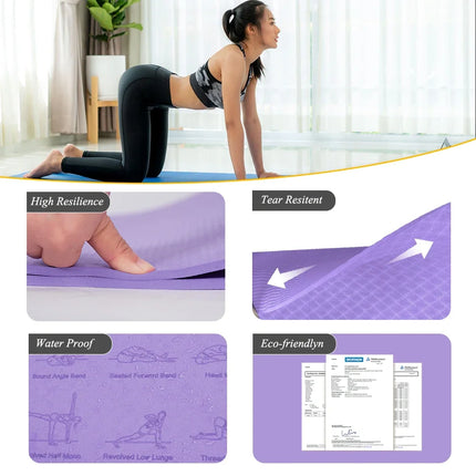 Esterilla de fitness antideslizante para yoga, pilates, gimnasio y entrenamientos en casa