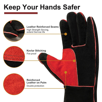 Heat & Puncture Resistant Cowhide Leather Welding Gloves - Wnkrs