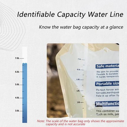 Bolsa de agua plegable portátil de 8 l para acampar y suministros de emergencia