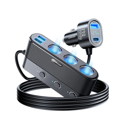 Cargador de coche USB C de 7 puertos y 139 W con carga rápida y adaptador para encendedor de cigarrillos