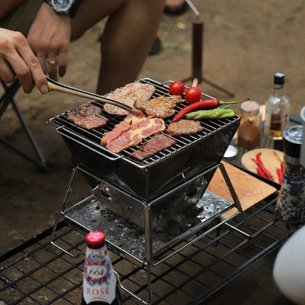 Compact Stainless Steel Portable Folding BBQ & Grill - Ideal for Camping and Outdoor Cooking - Wnkrs