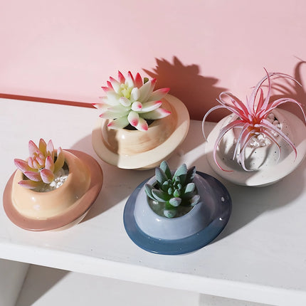 Mini Planet Shape Ceramic Succulent Flower Pot