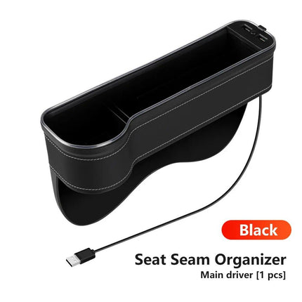 LED Illuminated Car Seat Gap Organizer with Dual USB Charger - Wnkrs