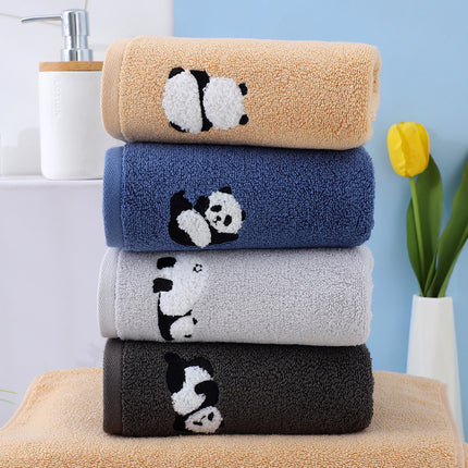 Serviette de toilette en coton brodée Panda - Serviette de bain absorbante et douce