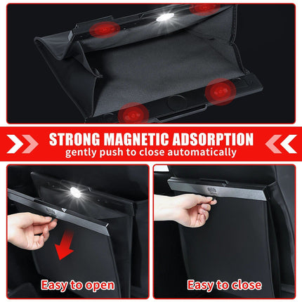 Waterproof Magnetic Car Trash Bag with LED & Leather Storage - Wnkrs