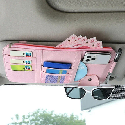 Multi-Pocket Car Sun Visor Organizer with Pen Holder - Wnkrs