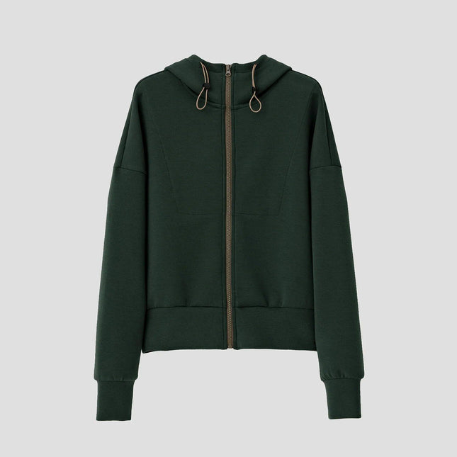 Sweat-shirt court à capuche avec cordon de serrage pour femme