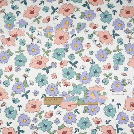 Plant Flowers Small Clear Floral Cotton Fabric - Wnkrs