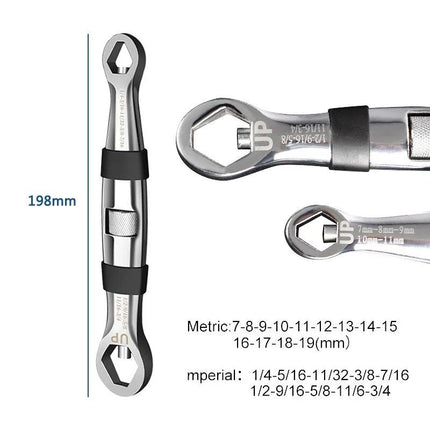 Universal Dual-Head 23-in-1 Adjustable Wrench - Metric & Imperial, 7-19MM Ratchet Spanner - Wnkrs