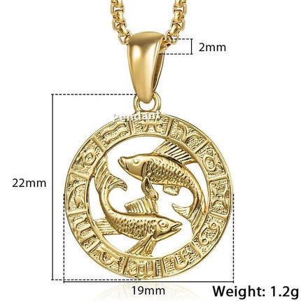 Trendy Zodiac Sign Gold Pendant Necklace - Wnkrs