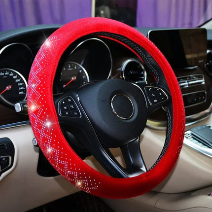 Universal Four Seasons Anti-Skid Steering Wheel Cover with Diamond Velvet Style - Wnkrs