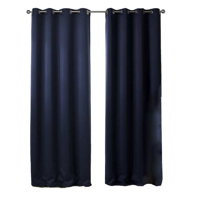 Dark Blue Bedroom Blackout Fabric Printed Curtains - Wnkrs