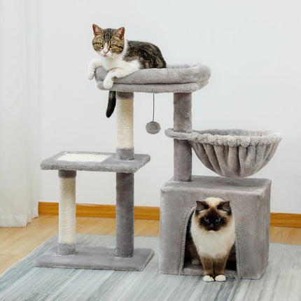 Arbre à chat compact 2 en 1 avec griffoir et hamac confortable, 73 cm de haut