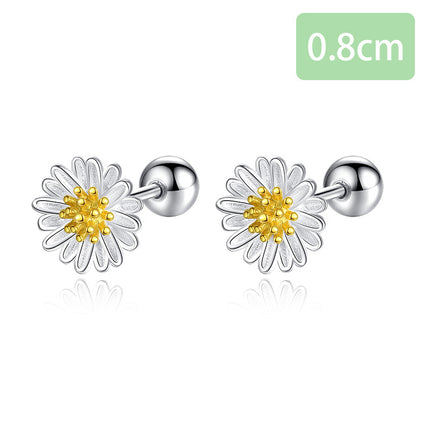 Sterling Silver Small Daisy Flower Stud Earrings