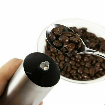 Home Portable Manual Coffee Grinder Stainless Steel with Ceramic Burr Bean Mill - Wnkrs