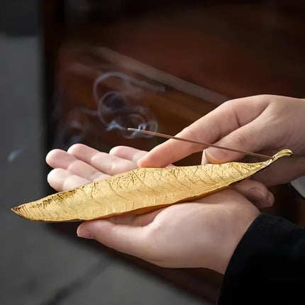 Porte-encens élégant en forme de feuille de Bodhi