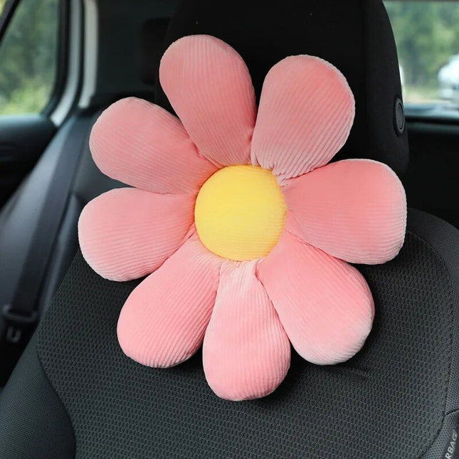 Soft Flower Car Neck & Waist Pillow with Safety Seat Belt Shoulder Pad - Wnkrs