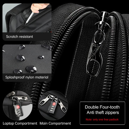 Mochila de viaje de nailon impermeable con puerto USB para portátil de 15,6"