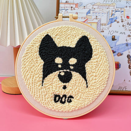 Kit de démarrage de broderie au point de poinçon avec motif de chien