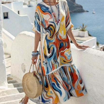 Womens Digital-Print Long Dress