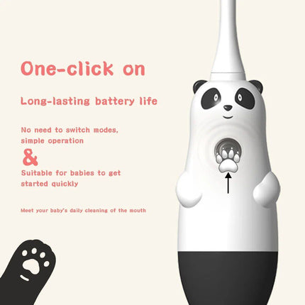 Kid-Friendly Panda Electric Toothbrush: Sonic Vibrations for Gentle Whitening and Deep Cleaning - Wnkrs