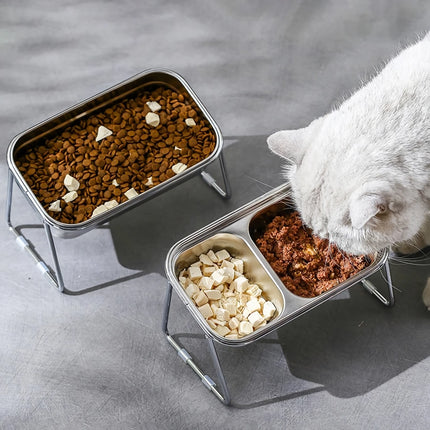 Comederos elevados de acero inoxidable para gatos: comedero antideslizante para mascotas