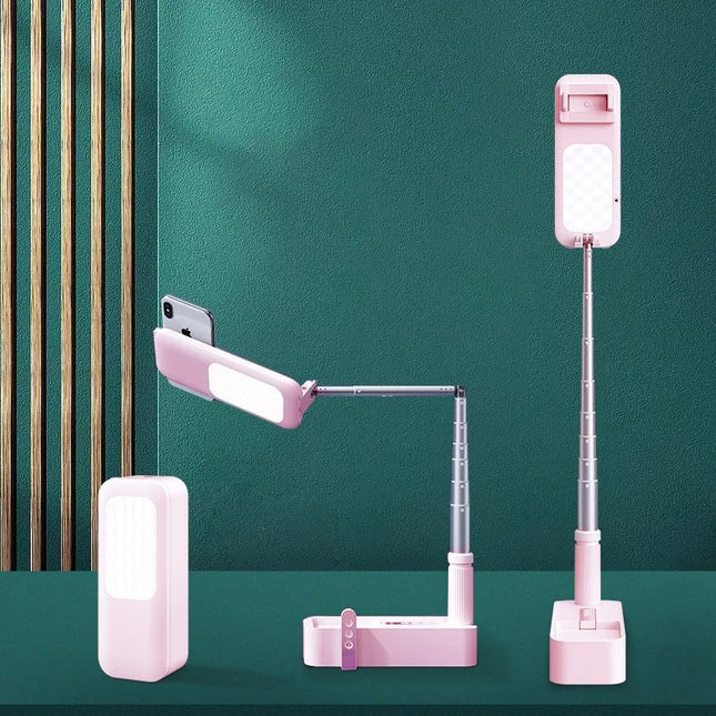 Perche à selfie portable avec lumière LED et Bluetooth pour smartphones