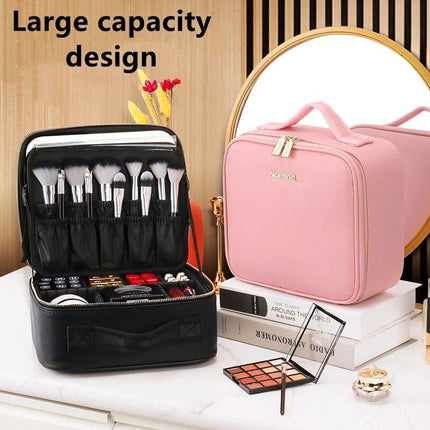 Illuminated LED Cosmetic Case with Mirror - Portable & High-Capacity Makeup Organizer - Wnkrs