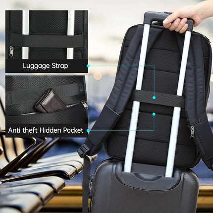 Mochila de viaje de nailon impermeable con puerto USB para portátil de 15,6"