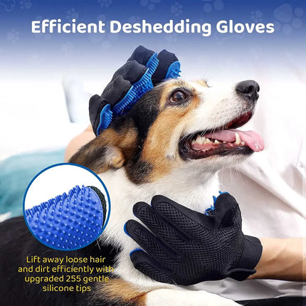 2-in-1 Pet Grooming & Deshedding Gloves - Perfect for Dogs, Cats & More